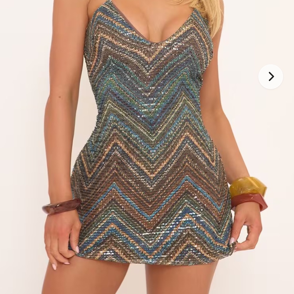 EGO Chevron Sequin Mini Dress